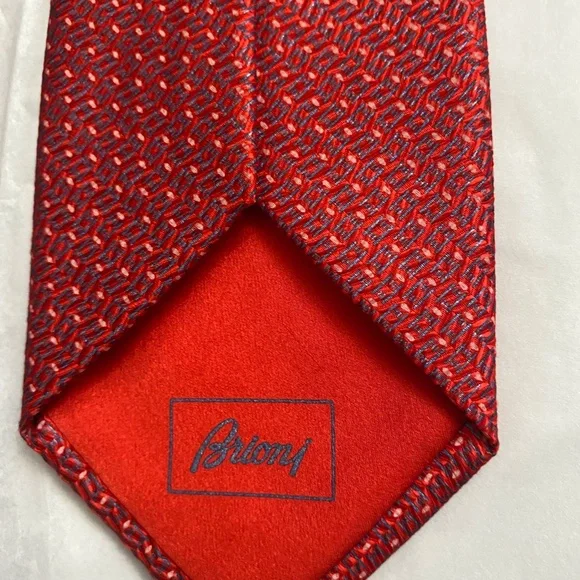 Brioni Italy Red & Blue Silk Tie 3 wide X 60 long